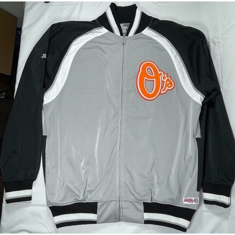Baltimore Orioles Stitches Track Jacket Large Gray/Black Full Zip - MLB